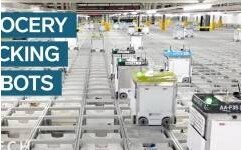 成千上万的机器人在网格货架自动存取杂货